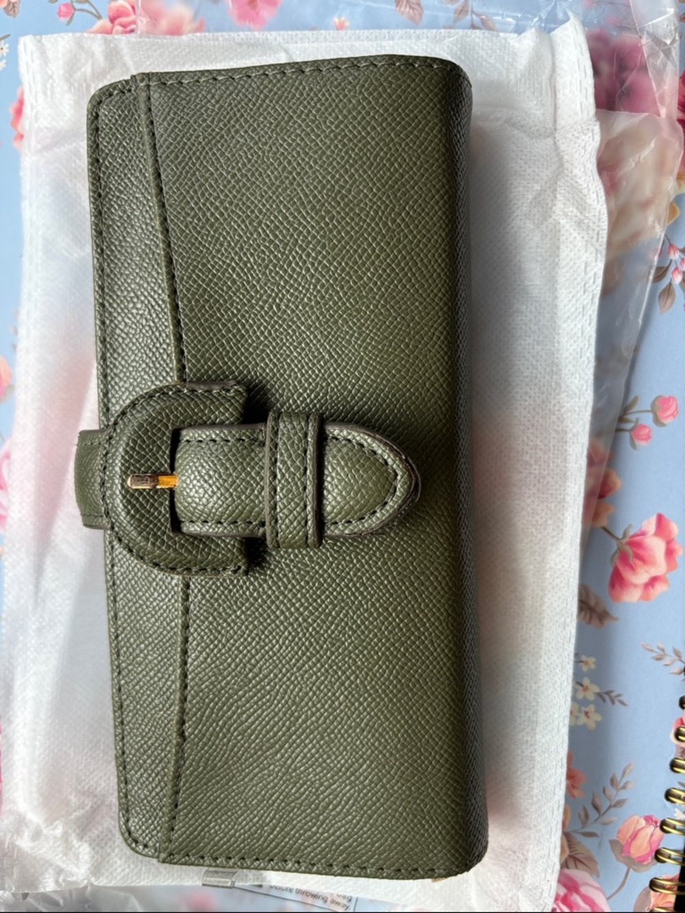 Anne Klein Olive Green Buckle Wallet